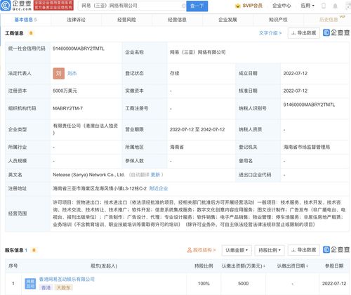 网易于三亚设立新公司，注册资本5000万美元发力信息系统集成服务